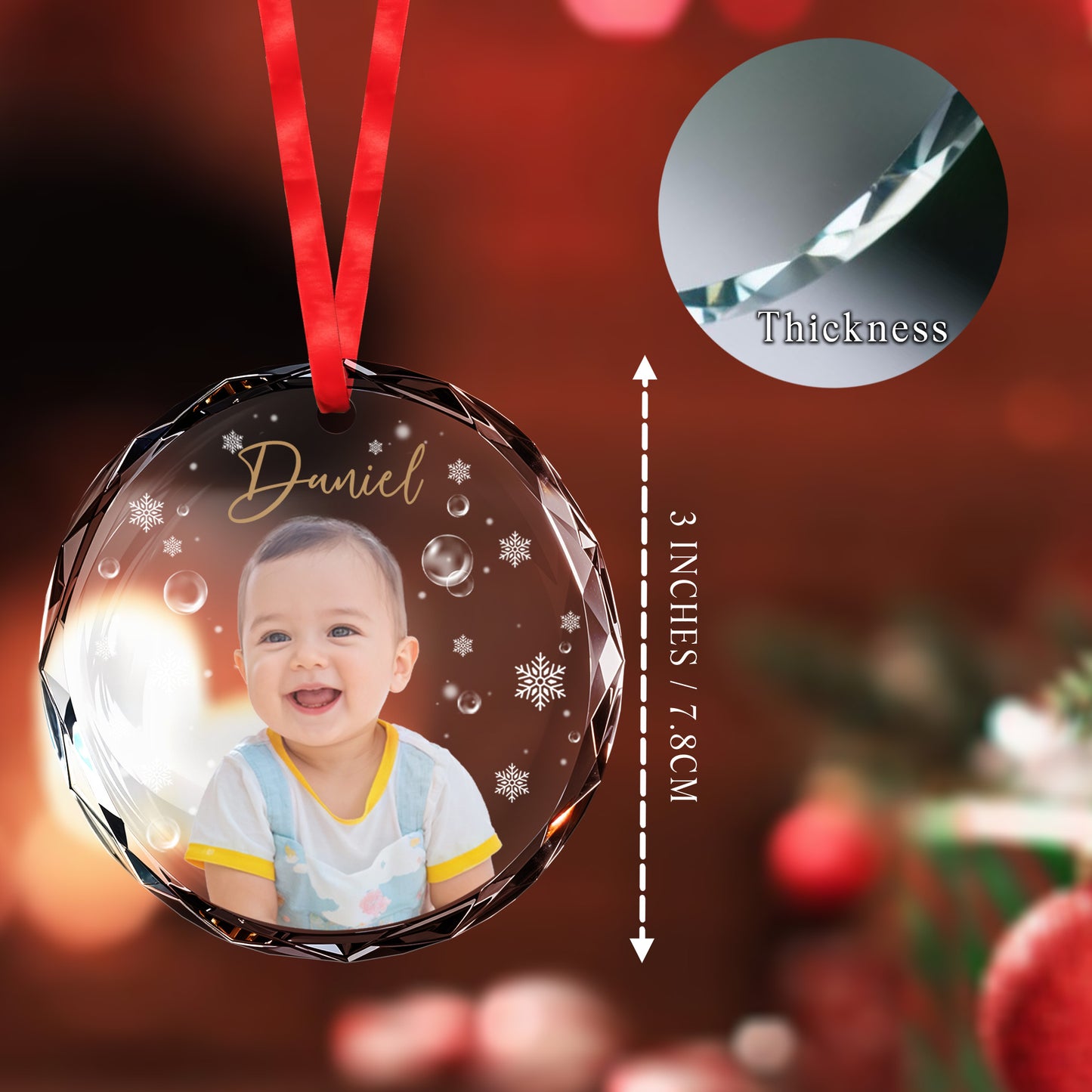 Joy And Love During This Festive Season - Personalized Custom Circle Glass Ornament - FM135_CGOR