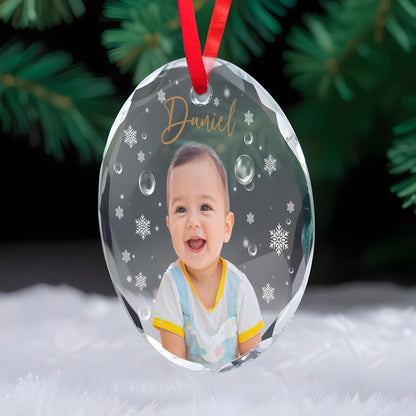 Joy And Love During This Festive Season - Personalized Custom Circle Glass Ornament - FM135_CGOR