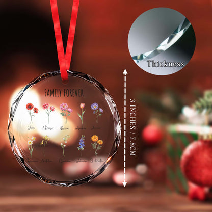 Family Forever Custom Circle Glass Ornament