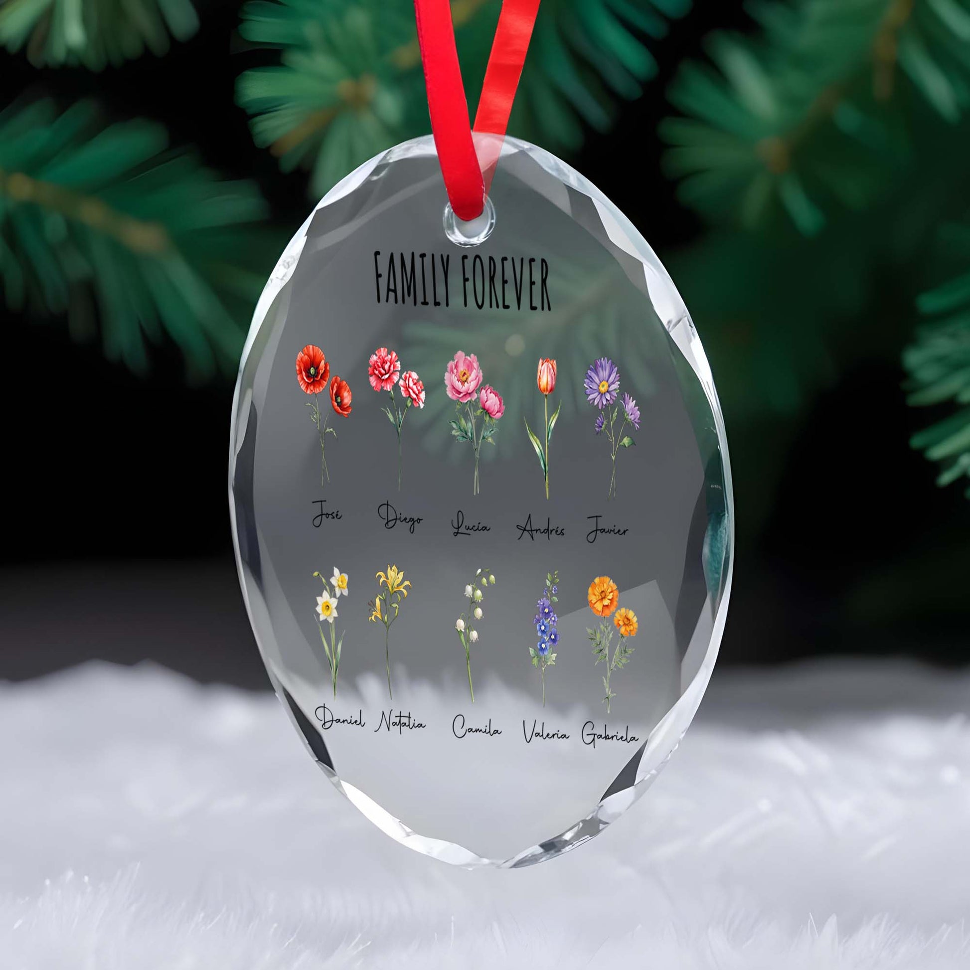 Family Forever Custom Circle Glass Ornament