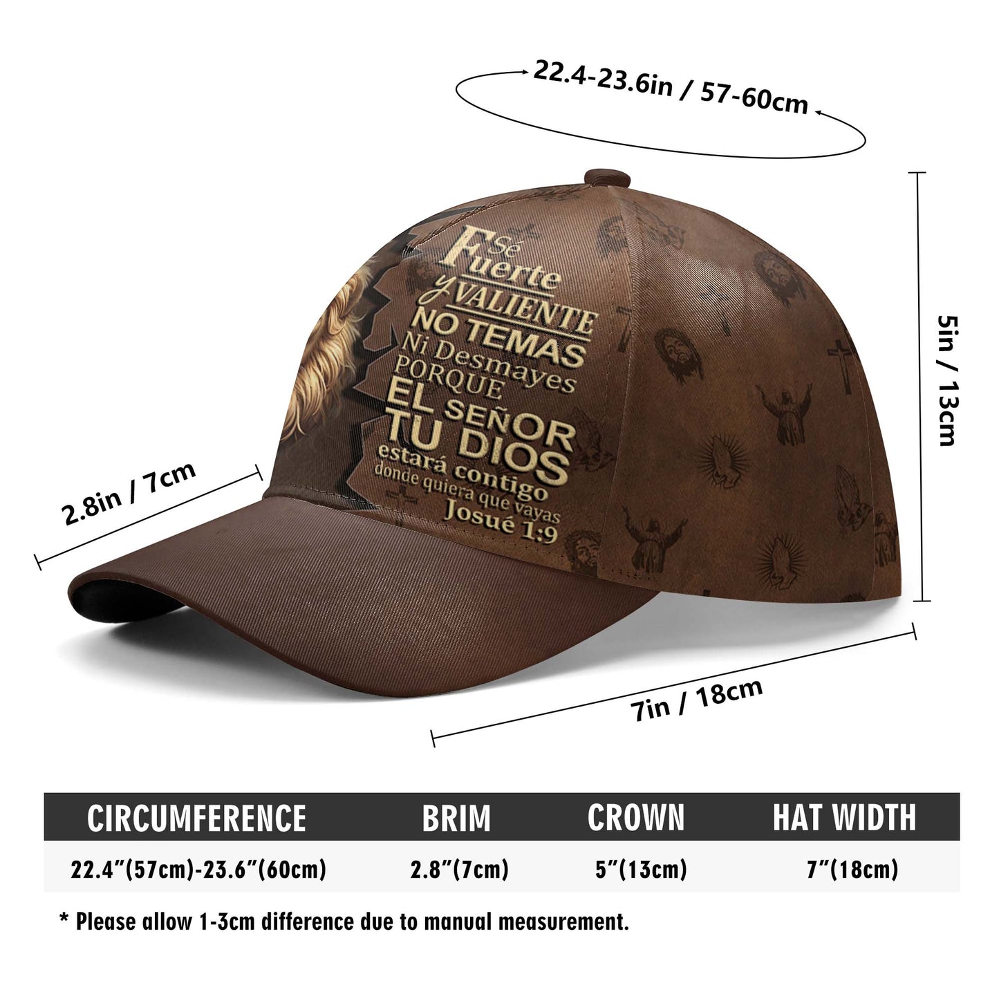 Sé Fuerte y Valiente Josué 1:9 - Personalized Custom Hat, All Over Print Baseball Cap - FT002_BAC