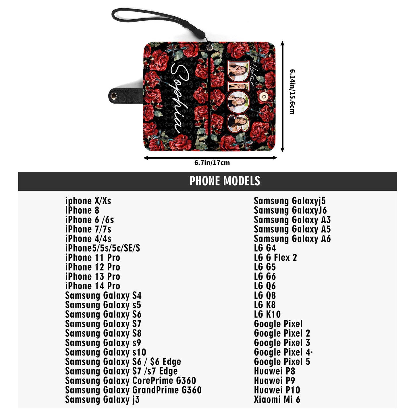 HIJA DE DIOS - Cartera de cuero personalizada para teléfono - FT005_PW