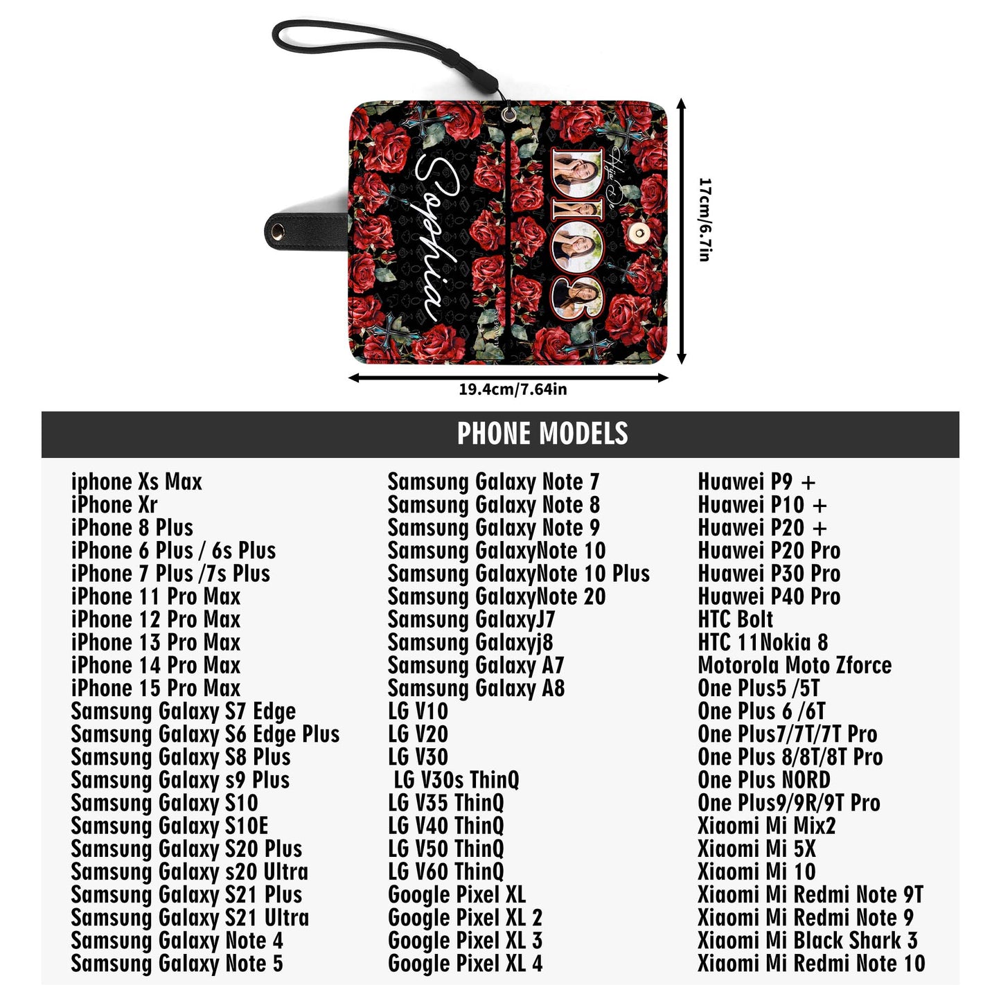 HIJA DE DIOS - Cartera de cuero personalizada para teléfono - FT005_PW