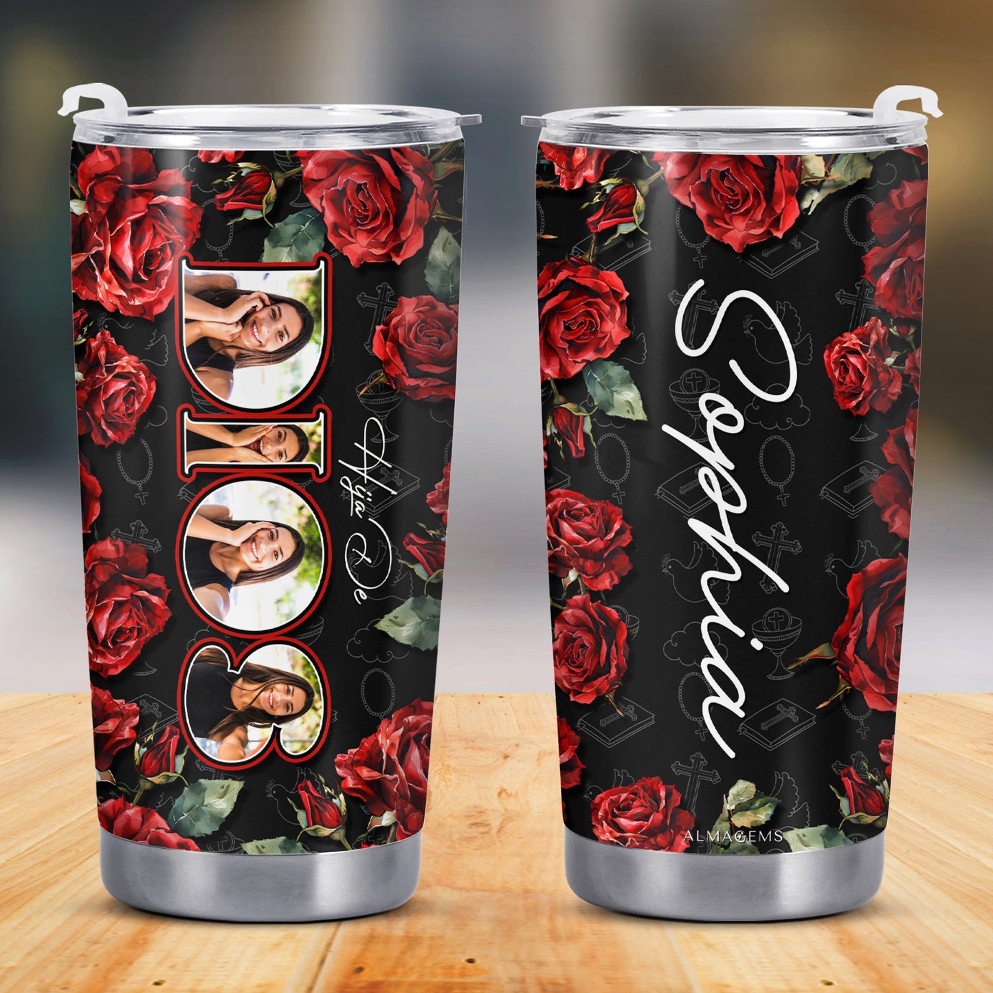 HIJA DE DIOS - Vaso de acero inoxidable personalizado de 20 oz y 30 oz - FT005_TB