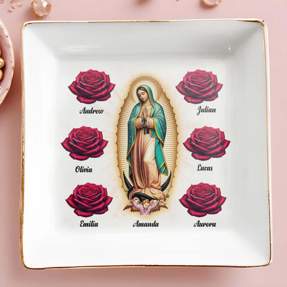 Guadalupe And Roses - Personalized Custom Jewelry Dish - FT016_SCRD