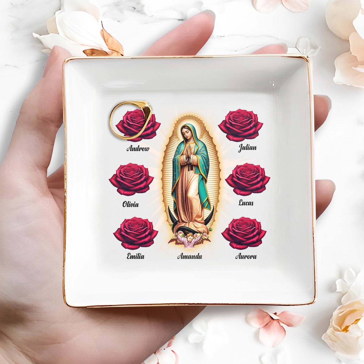 Guadalupe And Roses - Plato de joyería personalizado - FT016_SCRD