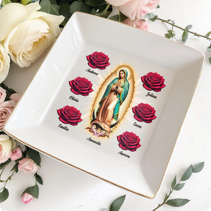 Guadalupe And Roses - Personalized Custom Jewelry Dish - FT016_SCRD