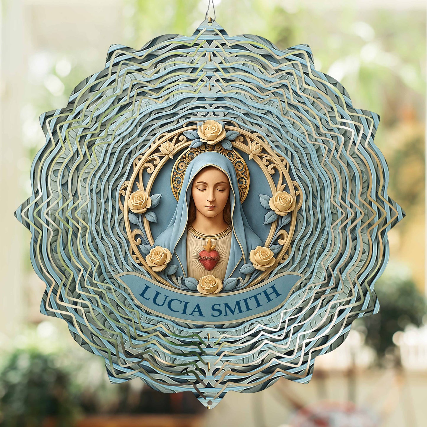 Embrace Faith And Protection With Blessed Mary And Roses