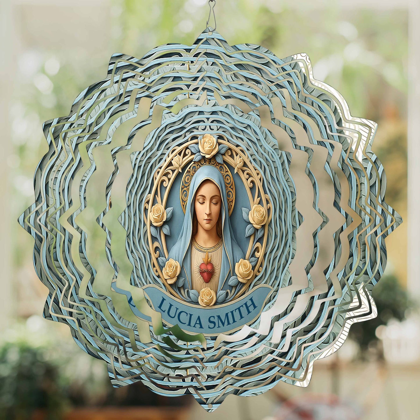 Embrace Faith And Protection With Blessed Mary And Roses