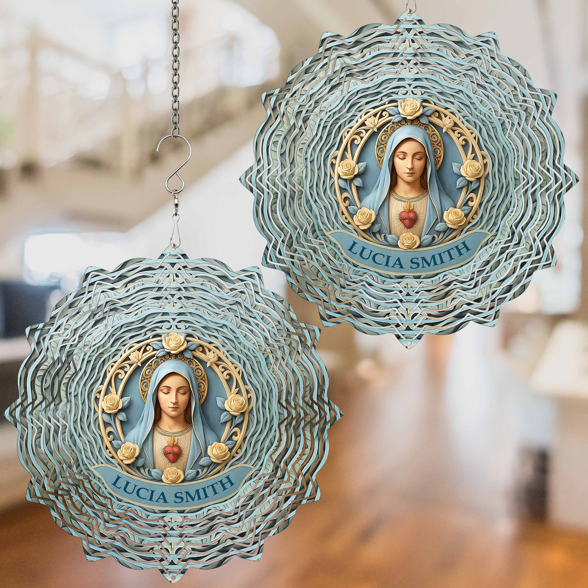 Embrace Faith And Protection With Blessed Mary And Roses