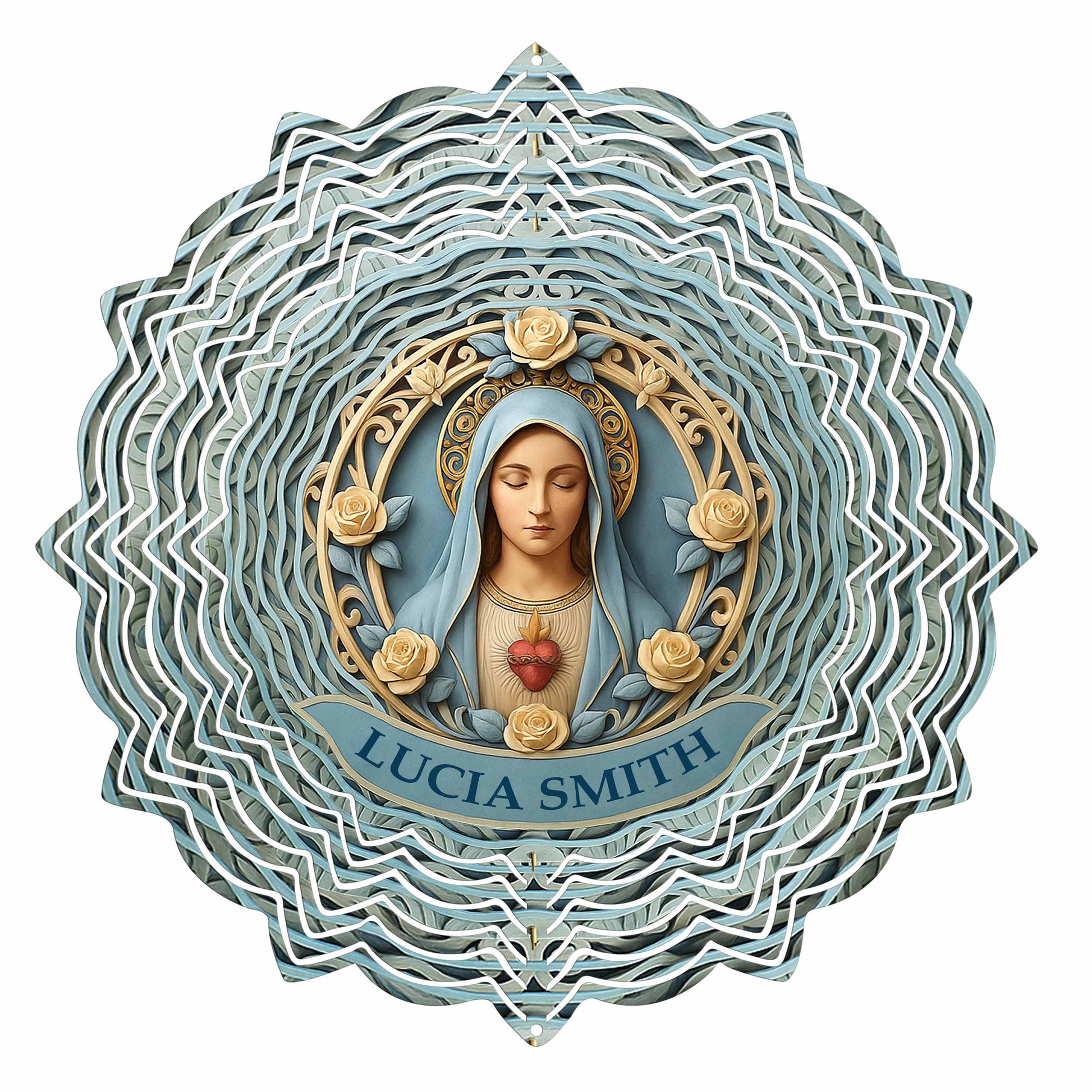 Embrace Faith And Protection With Blessed Mary And Roses