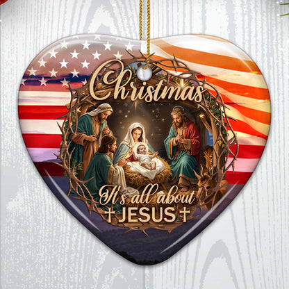 It's All About Jesus Christmas Heart Ornament