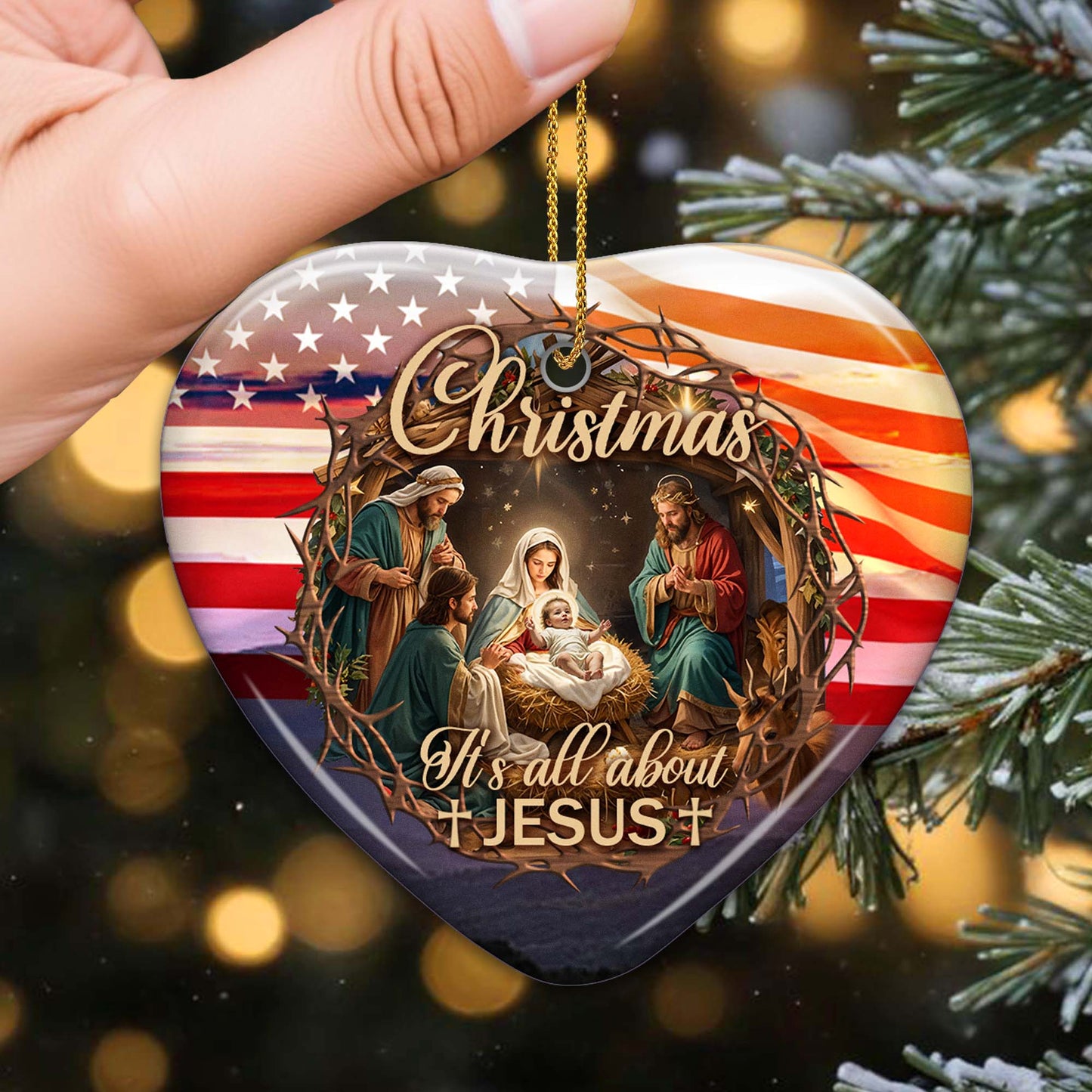 It's All About Jesus Christmas Heart Ornament