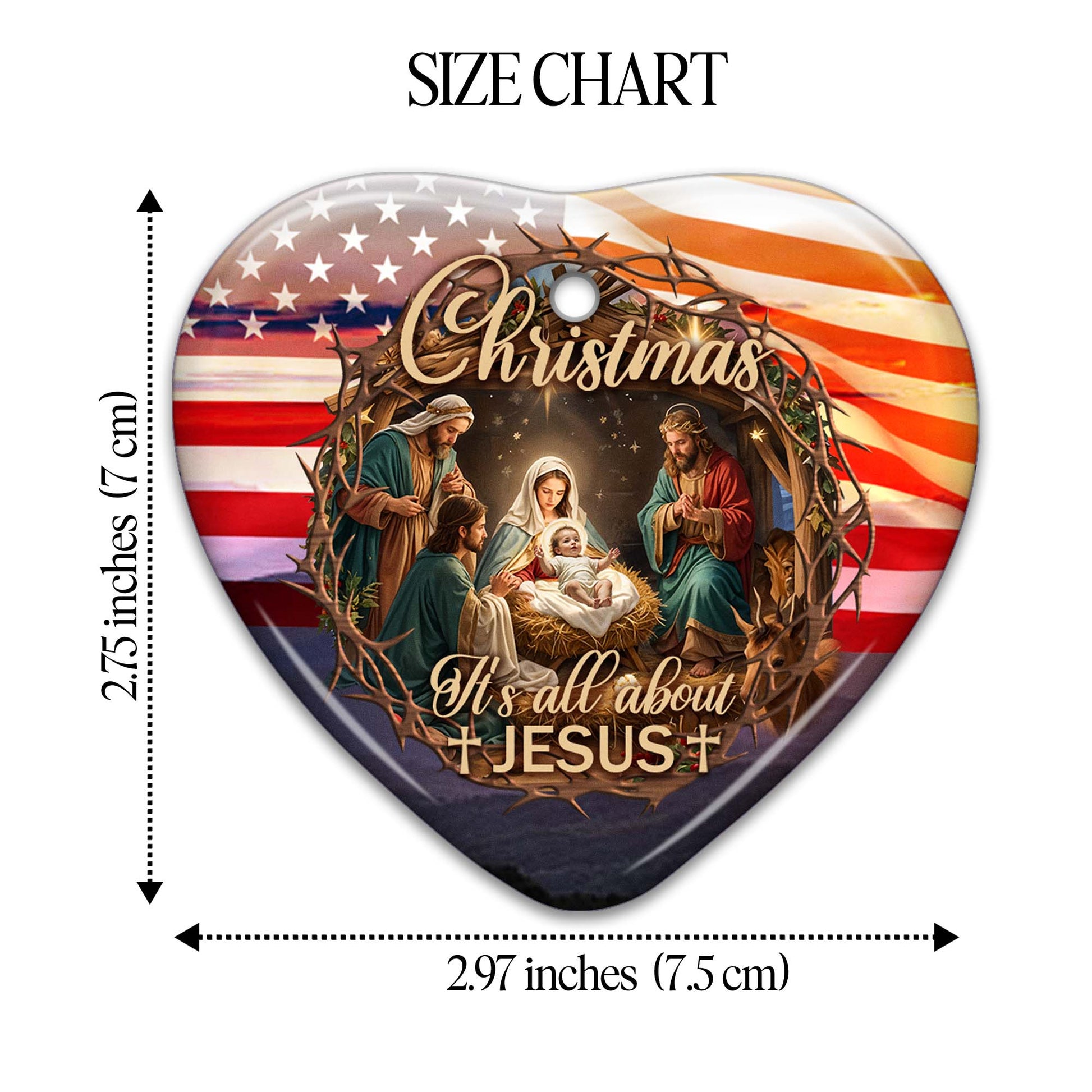 It's All About Jesus Christmas Heart Ornament