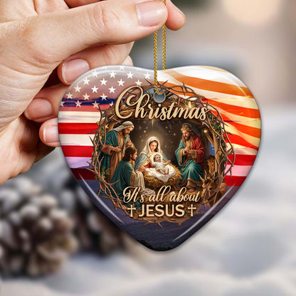 It's All About Jesus Christmas Heart Ornament