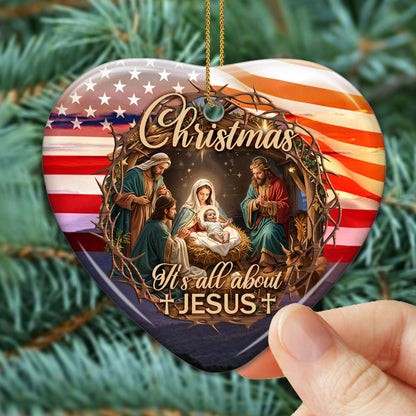 It's All About Jesus Christmas Heart Ornament