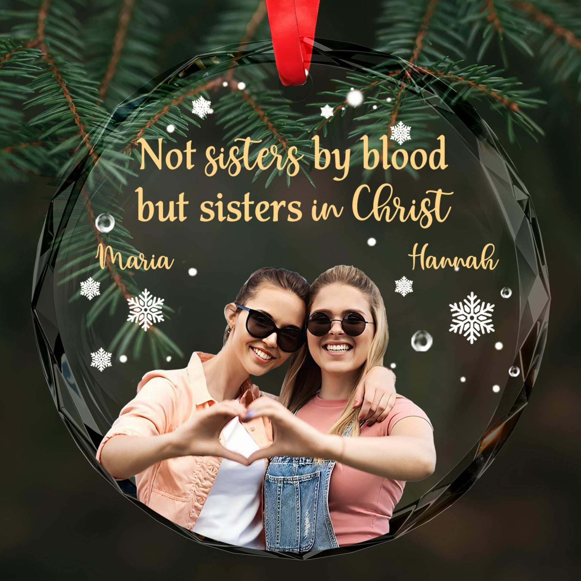 Not Sisters By Blood But Sisters In Christ With Heart Sign