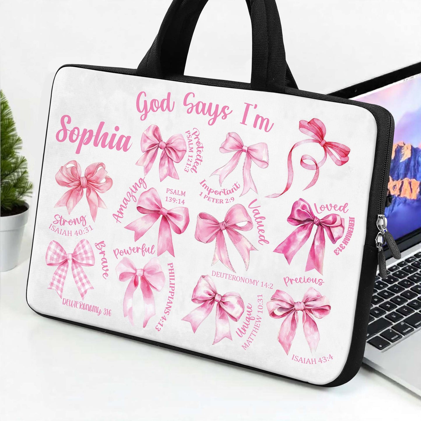 God Says I'm Loved, Valued, Precious, Customizable Laptop Bag
