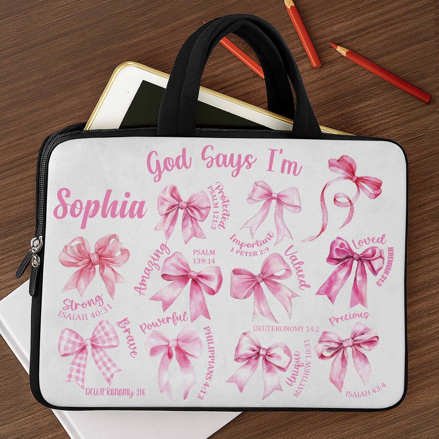 God Says I'm Loved, Valued, Precious, Customizable Laptop Bag