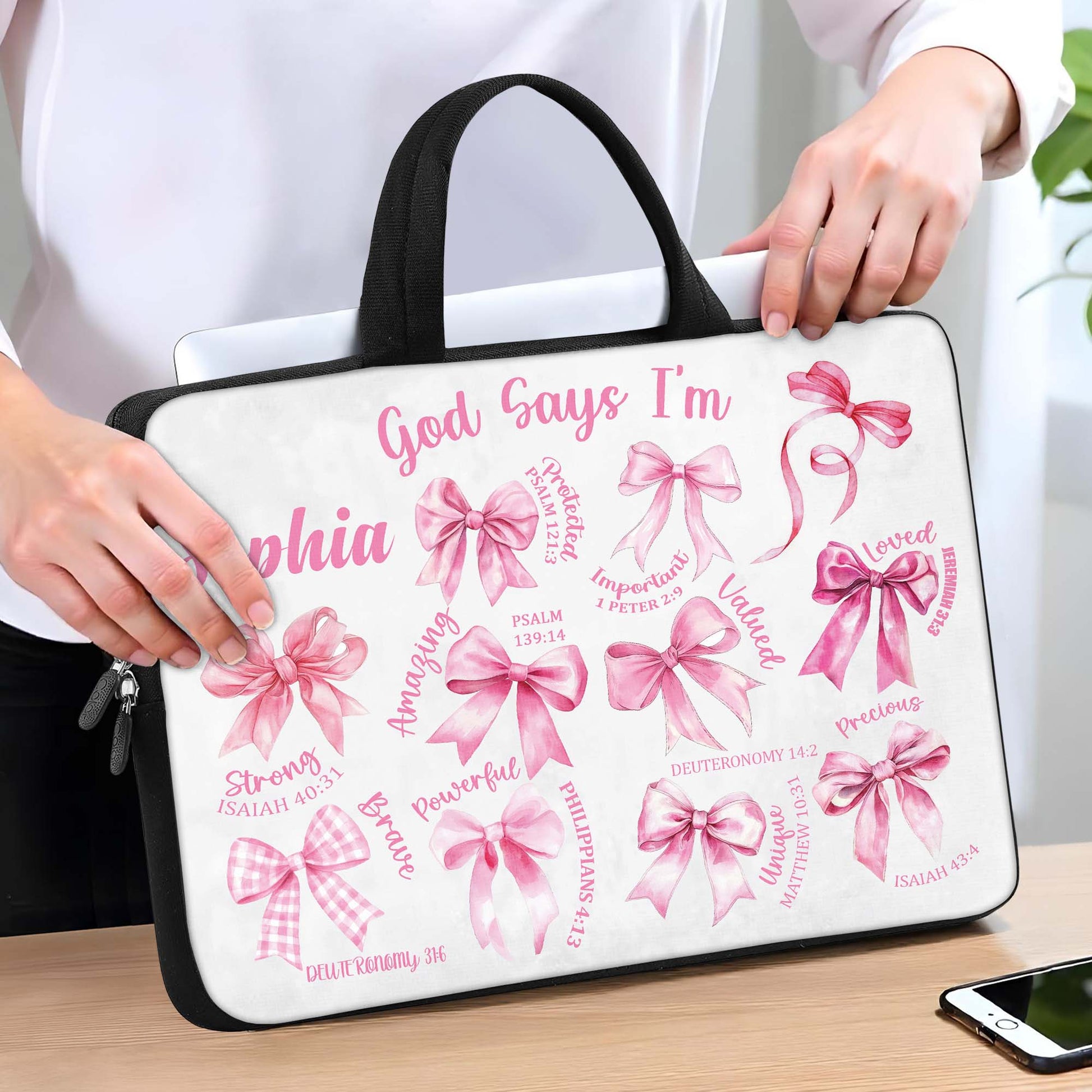 God Says I'm Loved, Valued, Precious, Customizable Laptop Bag