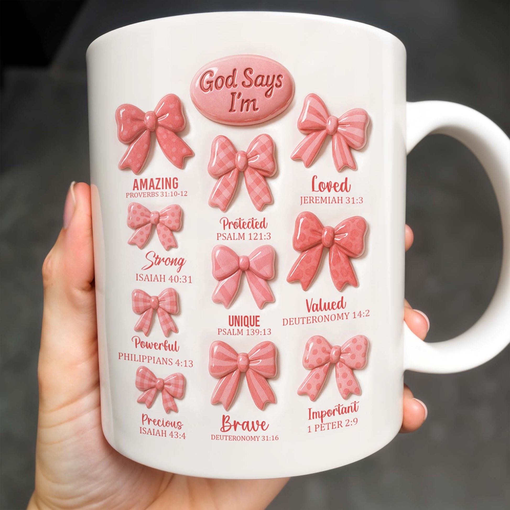 God Says I'm Loved, Unique, Strong, Protected, Bows and Religious Verses