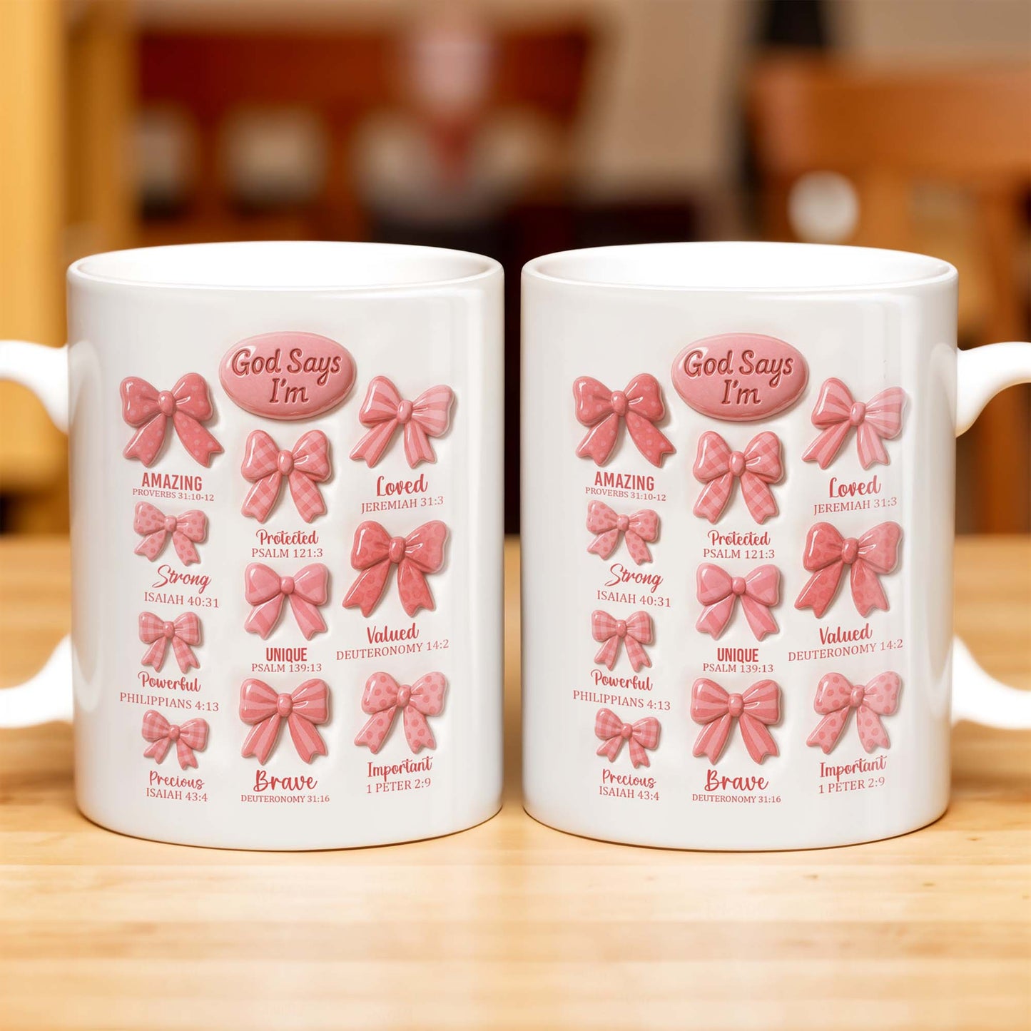 God Says I'm Loved, Unique, Strong, Protected, Bows and Religious Verses