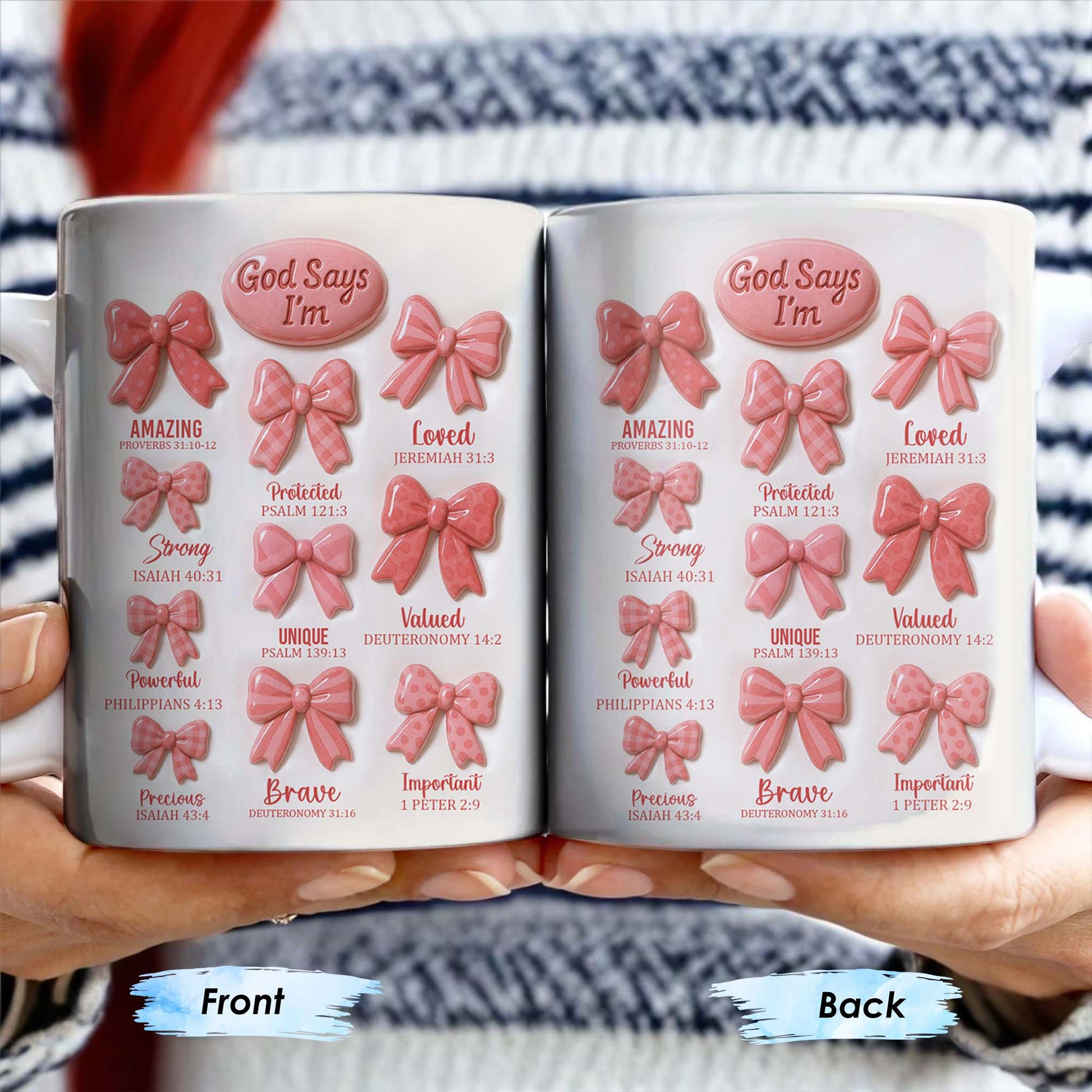 God Says I'm Loved, Unique, Strong, Protected, Bows and Religious Verses