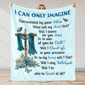 I Can Only Imagine Christian Hymn with Cross, Flowers, and Butterflies