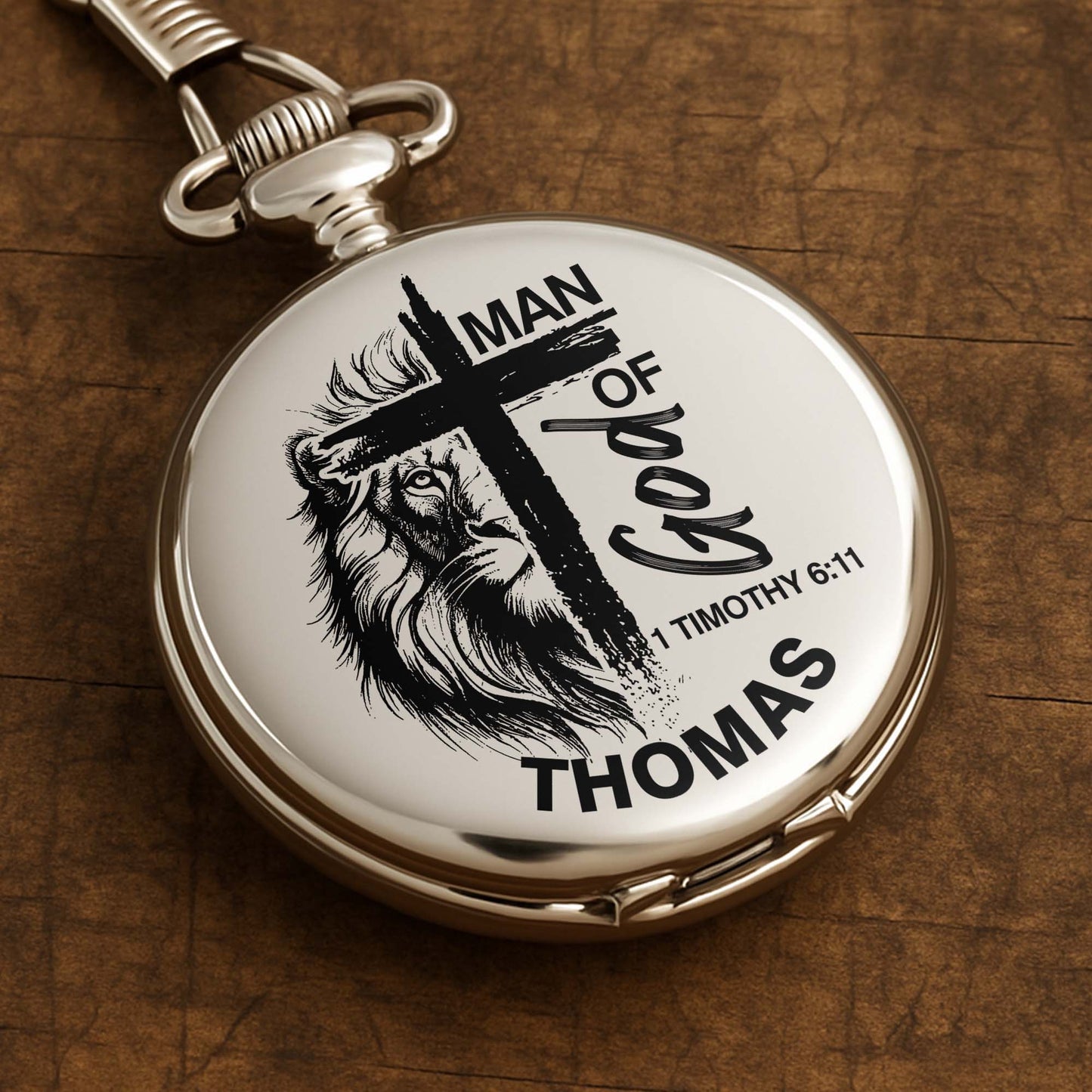 Man Of God With Lion And Cross Design