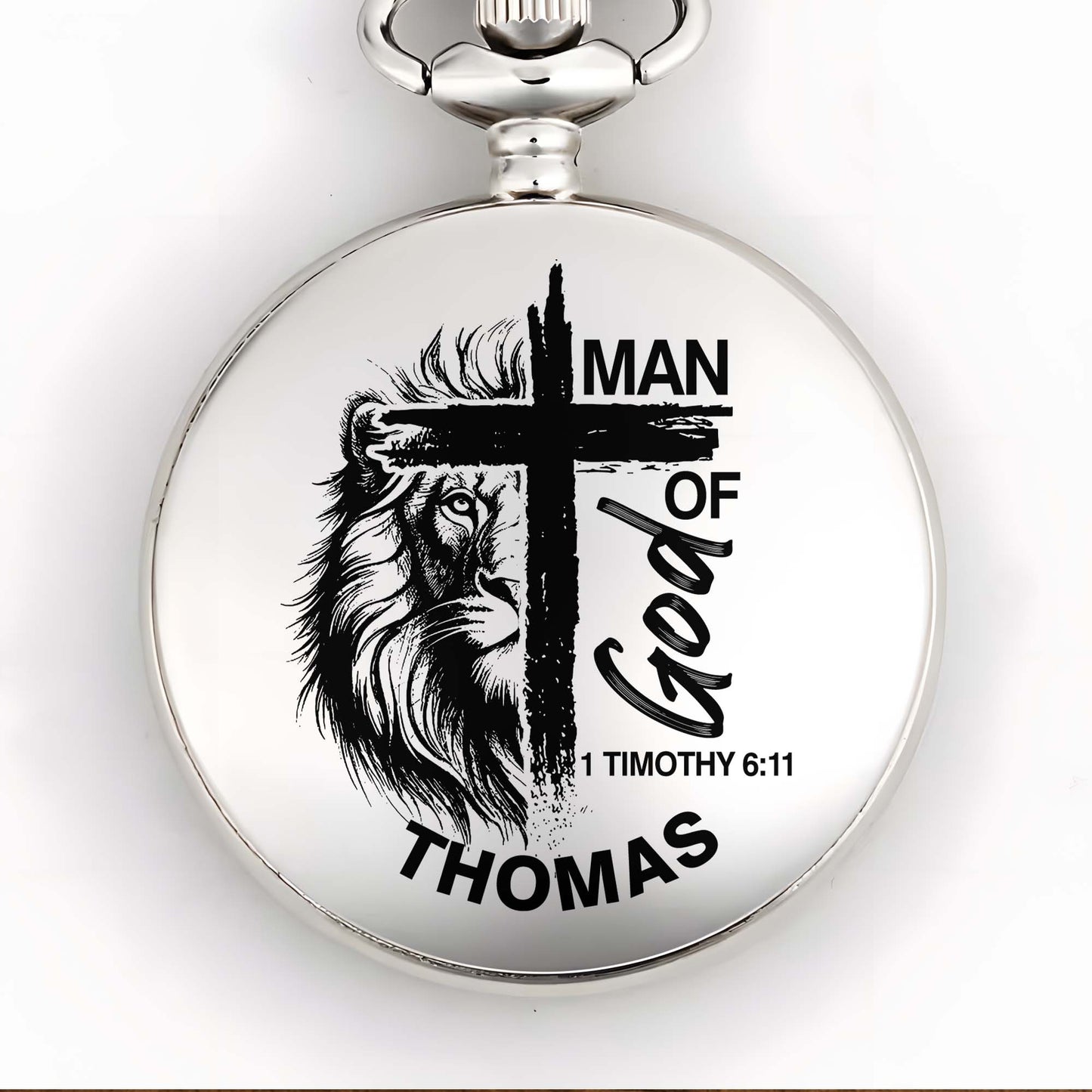 Man Of God With Lion And Cross Design
