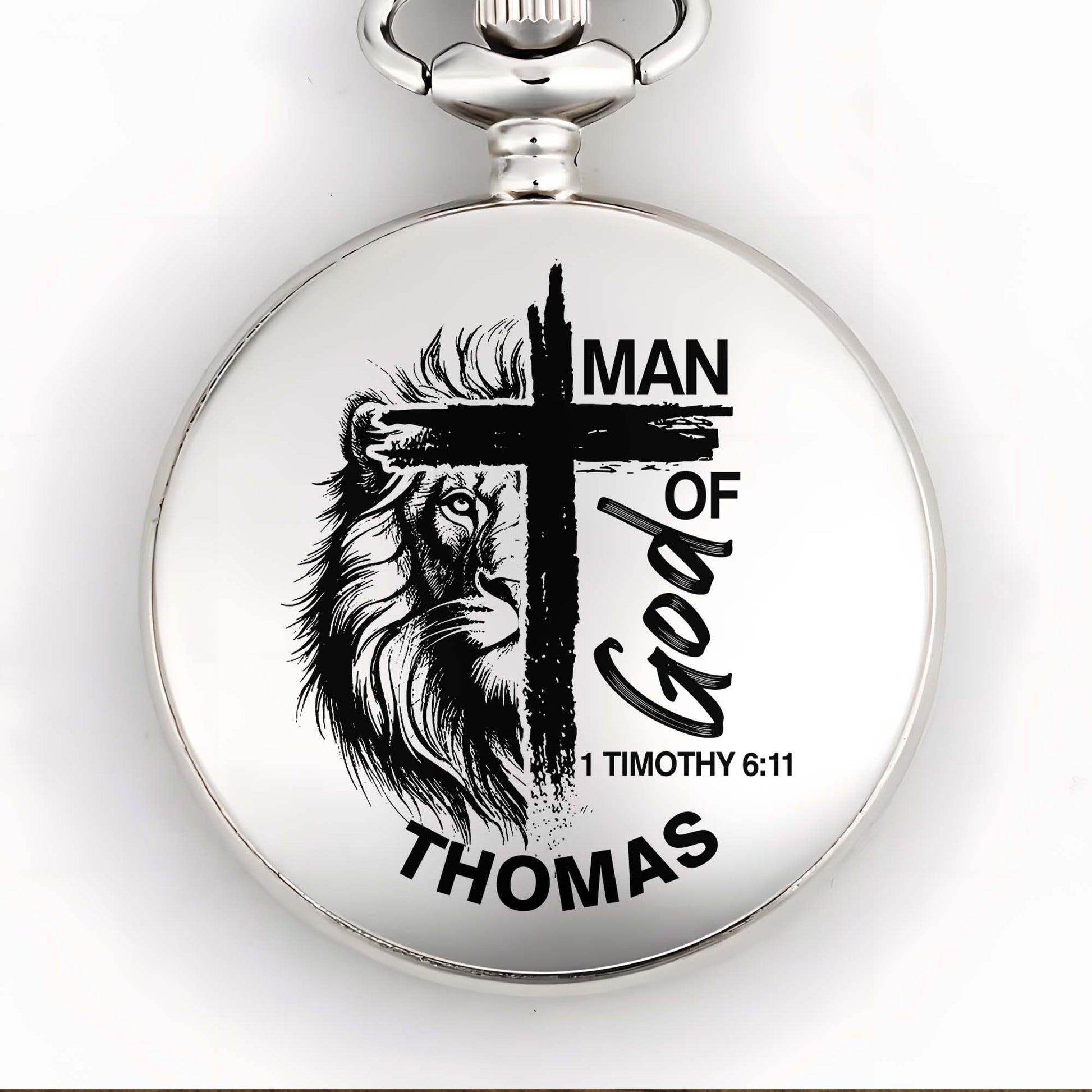 Man Of God With Lion And Cross Design