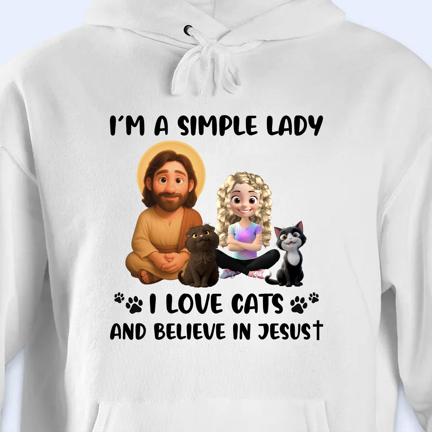 I'm A Simple Lady I Love Cats And Believe In Jesust, Cats, Jesus And Paw Prints