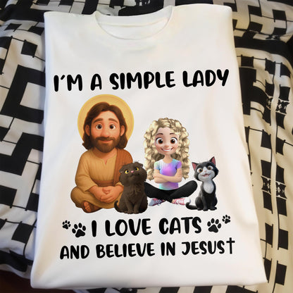 I'm A Simple Lady I Love Cats And Believe In Jesust, Cats, Jesus And Paw Prints