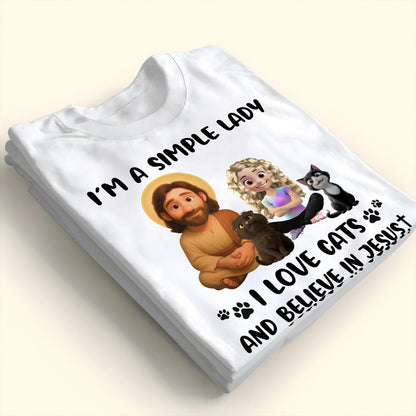 I'm A Simple Lady I Love Cats And Believe In Jesust, Cats, Jesus And Paw Prints