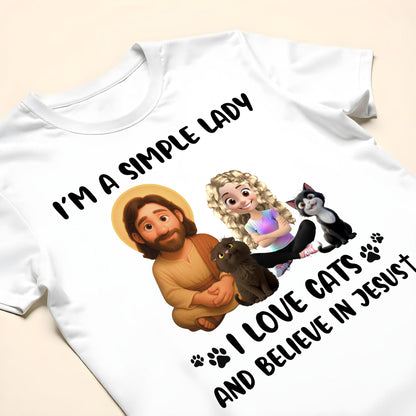 I'm A Simple Lady I Love Cats And Believe In Jesust, Cats, Jesus And Paw Prints