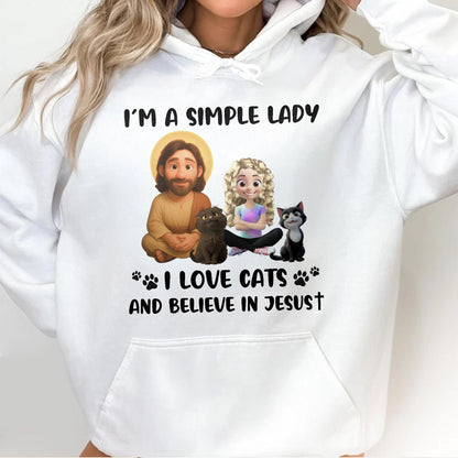 I'm A Simple Lady I Love Cats And Believe In Jesust, Cats, Jesus And Paw Prints