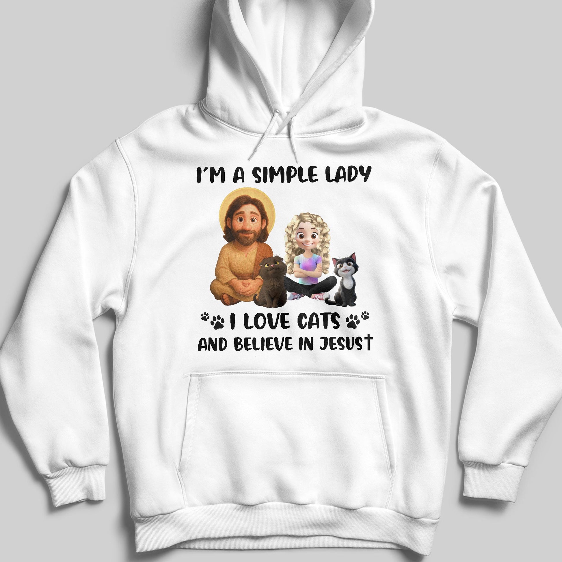 I'm A Simple Lady I Love Cats And Believe In Jesust, Cats, Jesus And Paw Prints