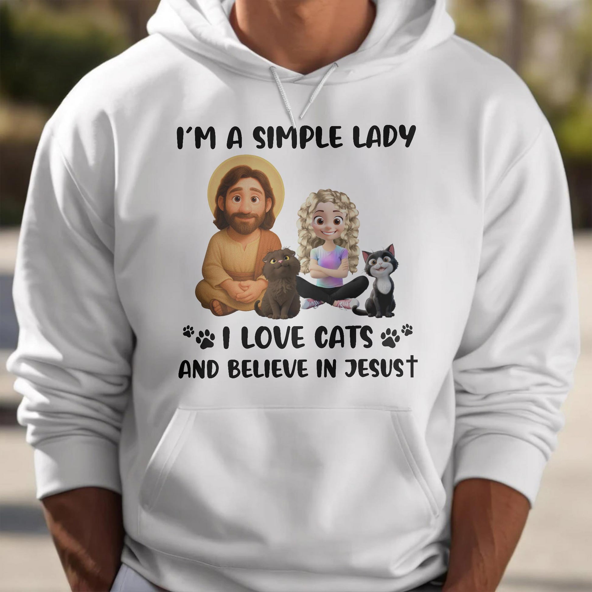 I'm A Simple Lady I Love Cats And Believe In Jesust, Cats, Jesus And Paw Prints