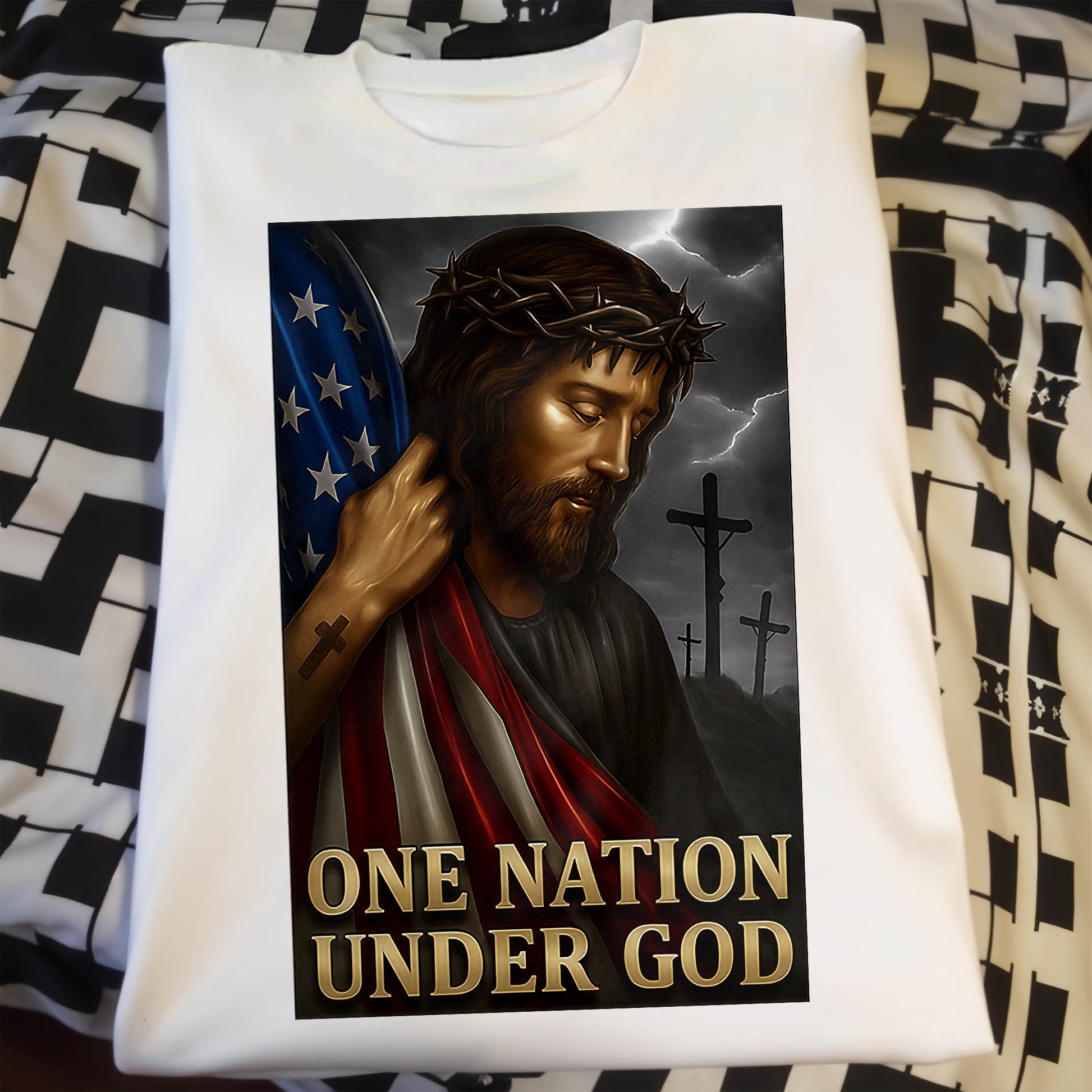 One Nation Under God, Jesus and American Flag