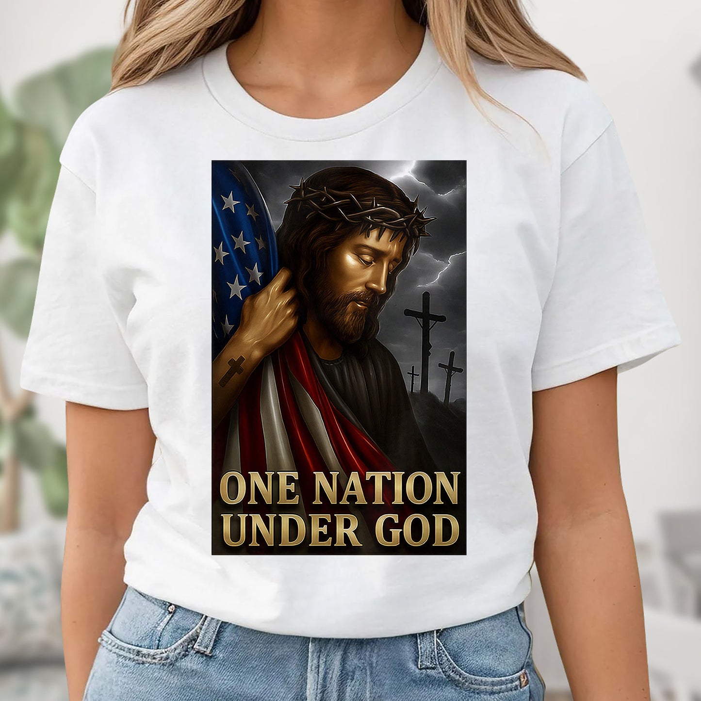 One Nation Under God, Jesus and American Flag
