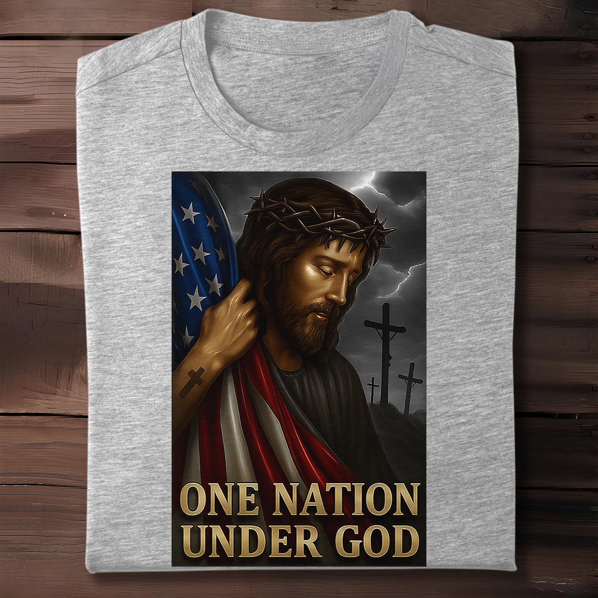 One Nation Under God, Jesus and American Flag