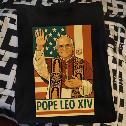 Pope Leo XIV, Modern Art Style With Flag Design