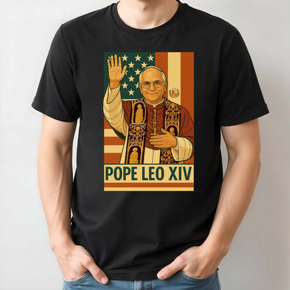 Pope Leo XIV, Modern Art Style With Flag Design