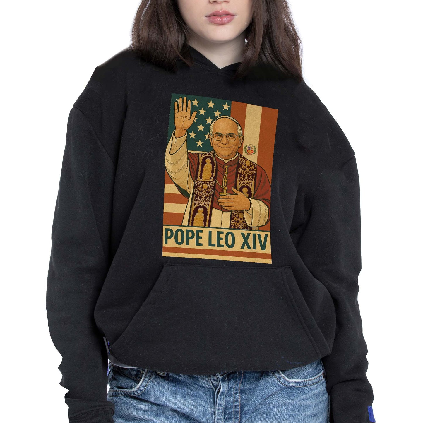 Pope Leo XIV, Modern Art Style With Flag Design