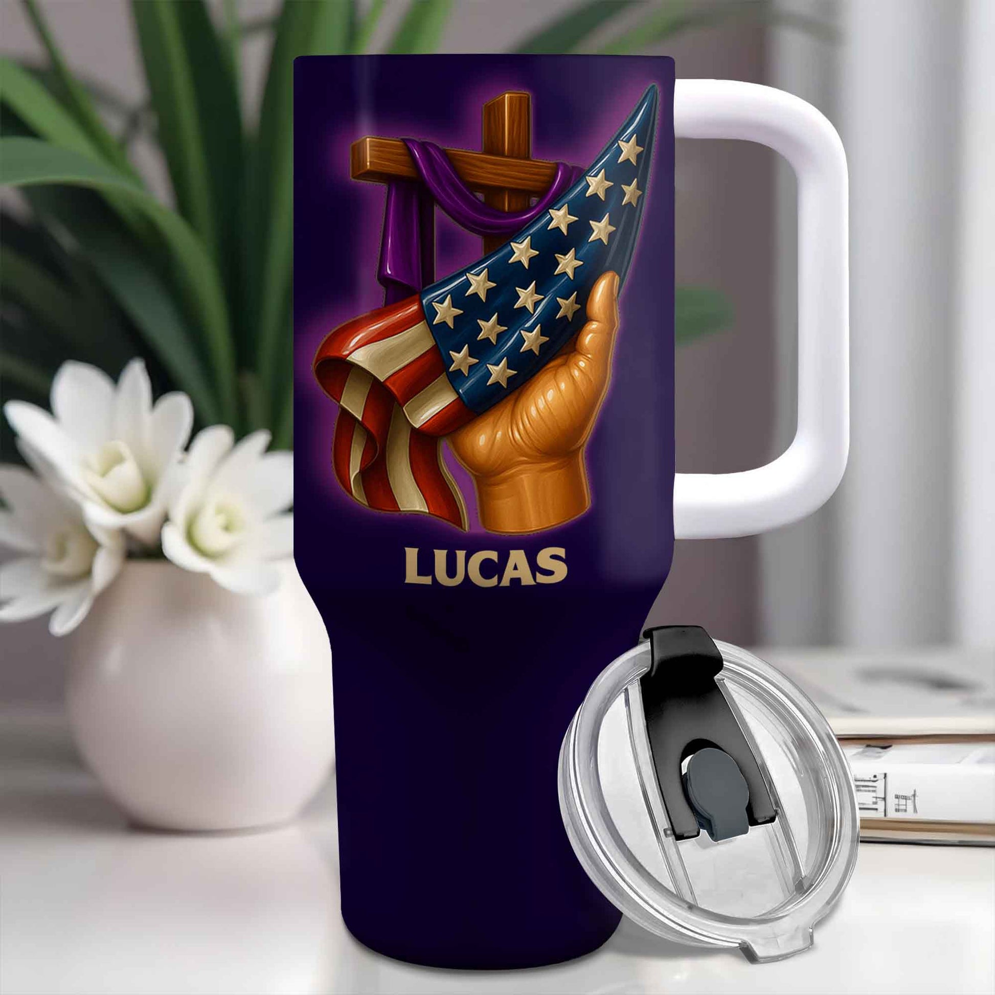 SEO Optimized Message Featuring Cross and American Flag