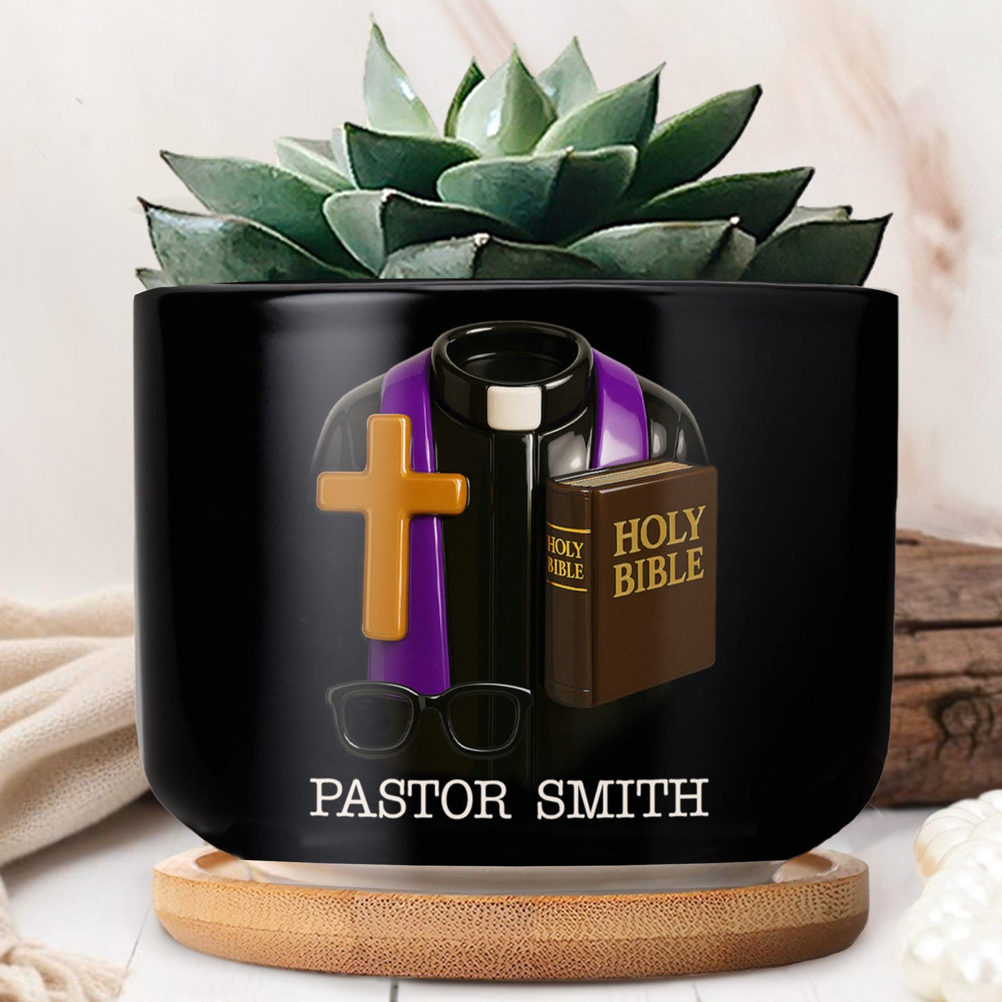 Pastor Smith, Cross, Holy Bible, And Glasses