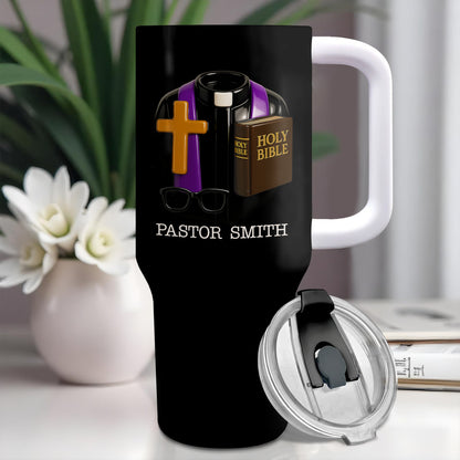 Best Wishes To Our Beloved Pastor, Cross, Bible, Glasses