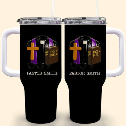 Best Wishes To Our Beloved Pastor, Cross, Bible, Glasses