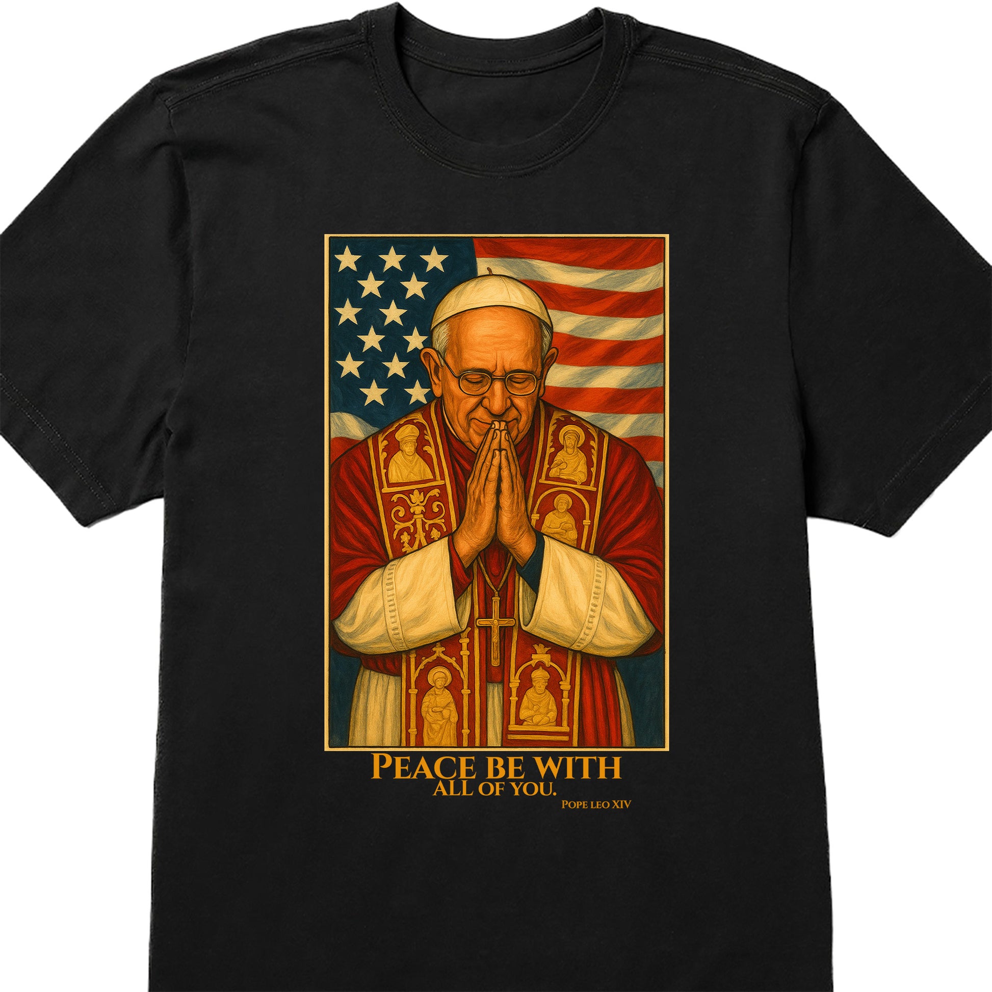 Peace Be With All Of You, Pope And American Flag