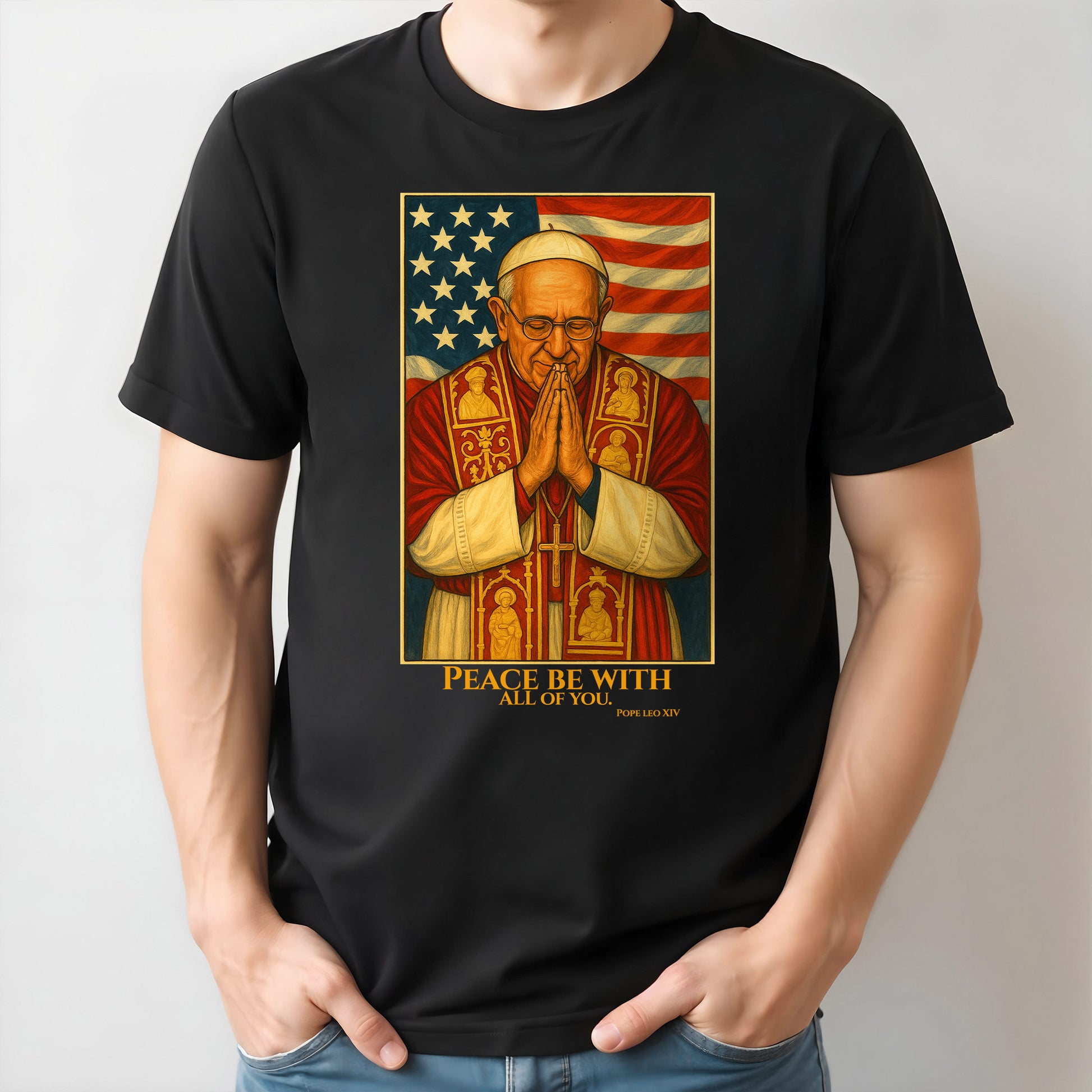 Peace Be With All Of You, Pope And American Flag